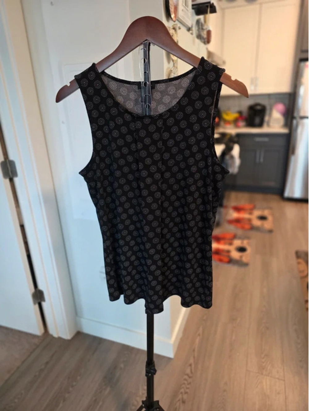 Ann Taylor Black and Gray Polka Dot Sleeveless Tank Top Size S